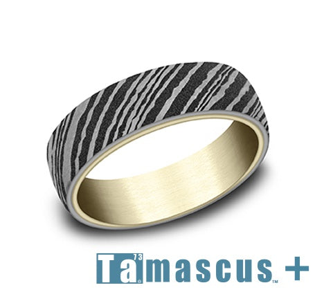 Yellow Gold Band with Tamascus