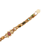 Vintage Multi-Gemstone Charm Link Bracelet