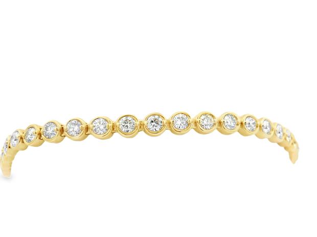 14K Yellow Gold Diamond Tennis Bracelet - Round Stations - 3.00ctw