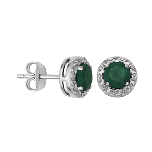 Silver Birthstone Earrings- Green Corundum