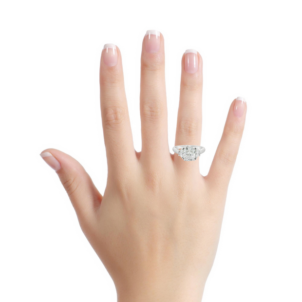 Platinum 3-Stone Lab grown Diamond Engagement Ring - 2.65ctw