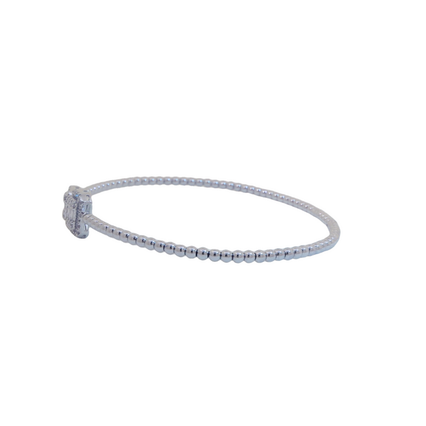 14K White Gold Flexible Diamond Bangle - .45ctw