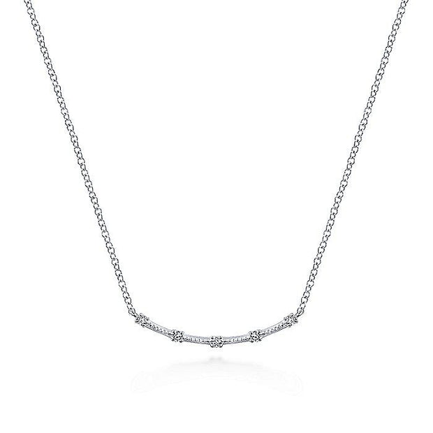 Gabriel & Co Bar Necklace with Diamond Stations