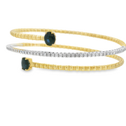 14K White and Yellow Gold Three-Row Flexible Bangle