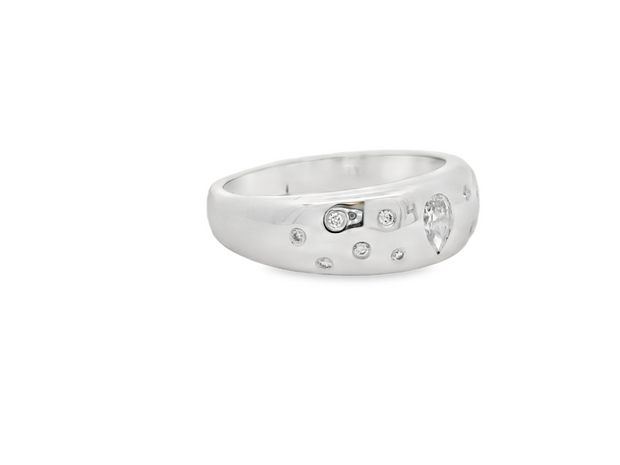 14K White Gold Flush Set Diamond Band