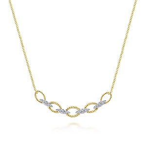 Gabriel & Co., 14K Yellow-White Gold Twisted Rope and Diamond Necklace