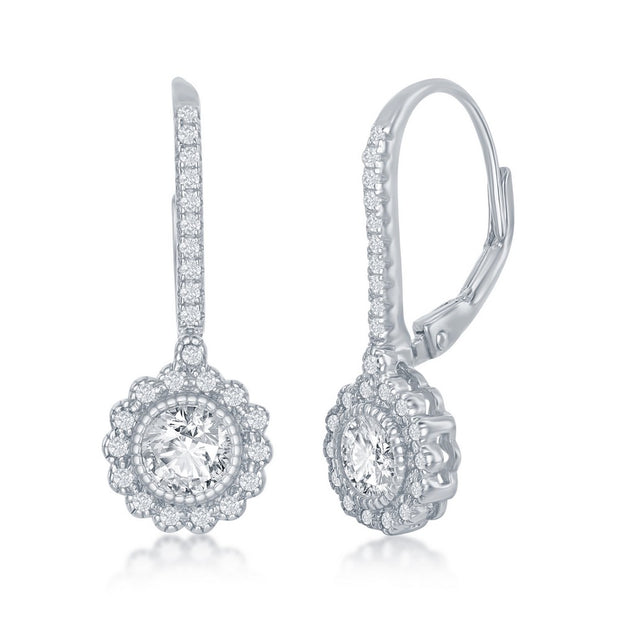 Silver CZ Dangle Earrings