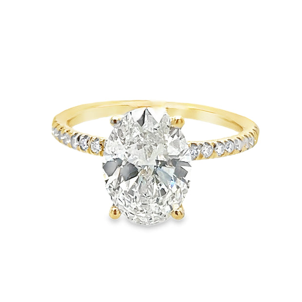 14K Yellow Gold Lab-Grown Oval Engagement Ring - 2.78ctw