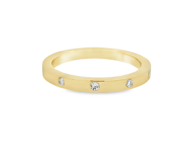 14K Yellow Gold Elegant Spaced Diamond Wedding Band