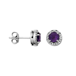 Sterling Silver Birthstone Earrings- Amethyst